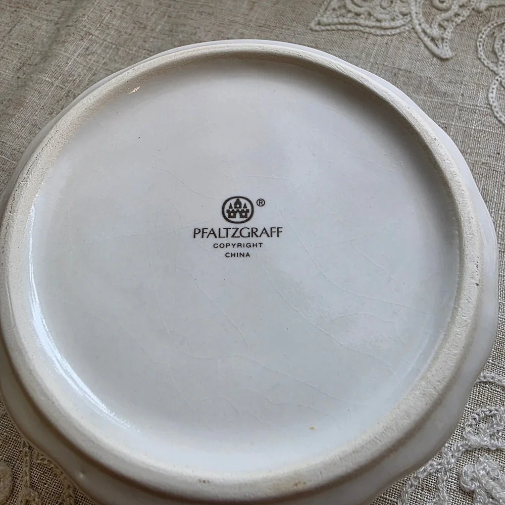Pfaltzgraff Dip Bowl & Spreader Set 5in White Christmas Heritage Tree Handle